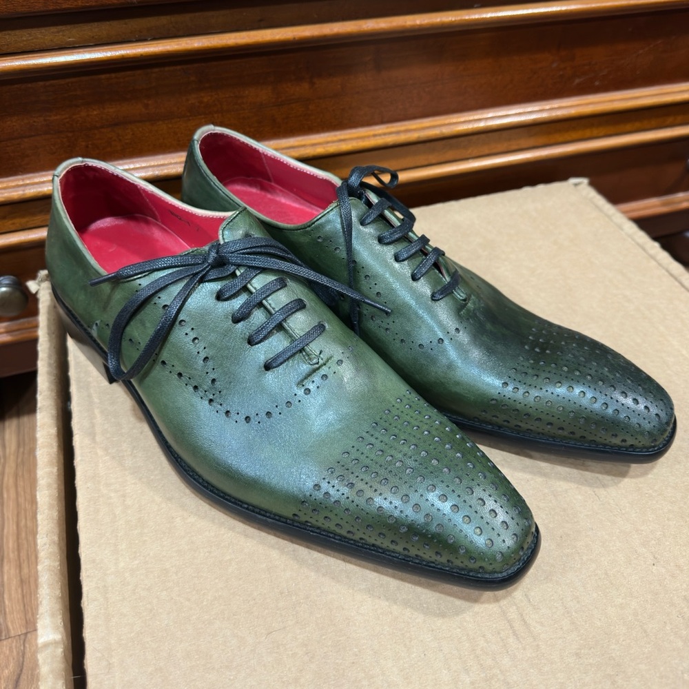Why Not by Larritus Green Leather Shoes Men's Size 7, New, Never Worn, UNIQUE